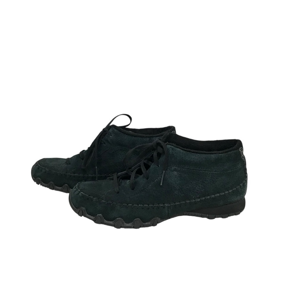 Skechers Shoes Women's 8.5 M Black Bikers High Top Sneakers Leather Lace Up